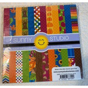 Sunny Studio Colorful Autumn Cardstock Pack 6x6 24 Sheets For Crafting & Scrapbo